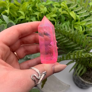 Pink Rose Aura Angel Quartz Tower Point Obelisk (Qty:1)