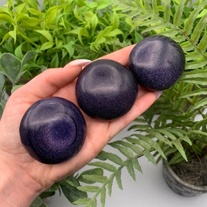 Blue Goldstone Glittery Sparkly Palm Worry Stone (Qty: 1)