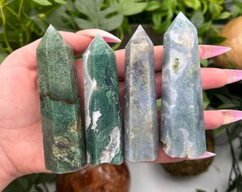 Moss Agate/Sea Jasper Crystal Point/Tower (Qty: 1) (Lot 2)