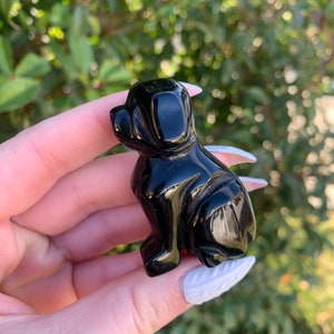 Carved Obsidian Dog Puppy (Qty: 1)