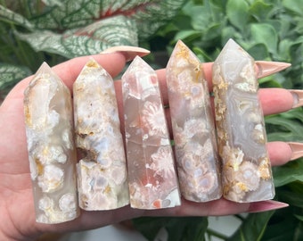 Flower Blossom Sakura Agate Crystal Point/Tower (Qty: 1) (Lot 1)