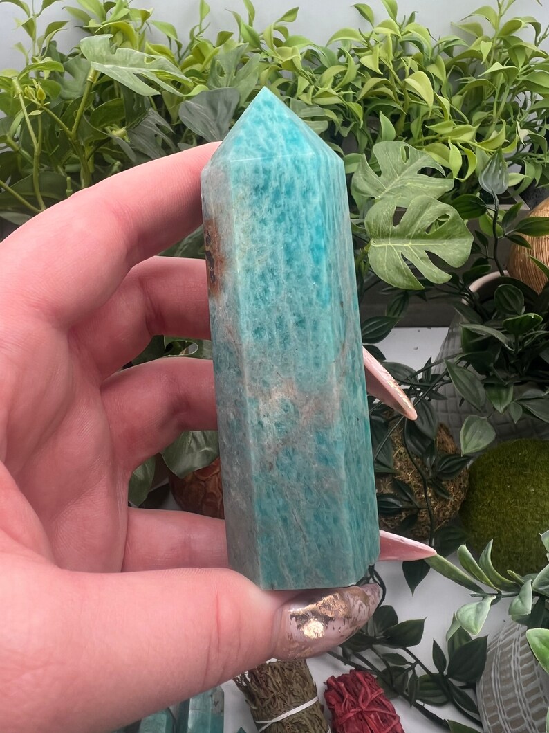 Smoky Quartz in Amazonite Crystal Tower Point Obelisk Qty: 1 image 7