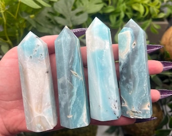 Blue Aragonite Caribbean Calcite Point Tower Wand (Qty: 1) (Lot 8)