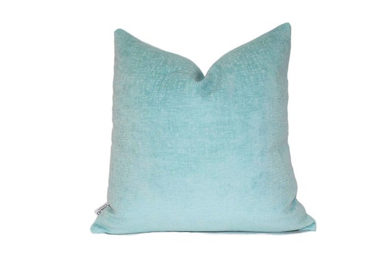 Aqua Blue Textured Velvet Cushion Cover 