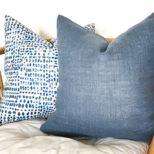 Pure Linen Cushion Cover in Clay Blue, Handmade in Australia, Linen Throw Pillow Cover, Decorative Cushions, Coastal Pillow Covers