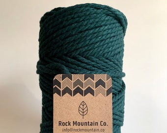 5mm 3 Strand Recycled Cotton Macrame Rope - Pickle / Dark Green