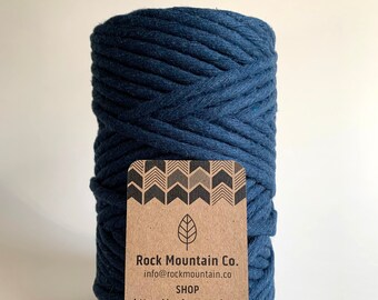 6mm Single Strand Recycled Cotton Macrame Rope - River / Dark Blue