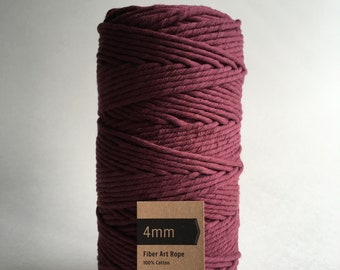 4mm Single Strand Cotton Macrame String - Burgundy / Cherry Cola