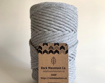 6mm Single Strand Recycled Cotton Macrame Rope - Hippo / Light Gray