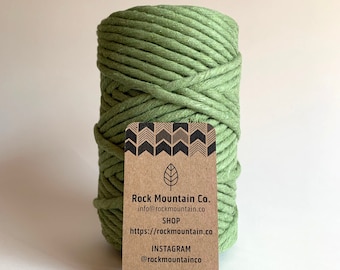 6mm Single Strand Recycled Cotton Macrame Rope - Fern / Light Green