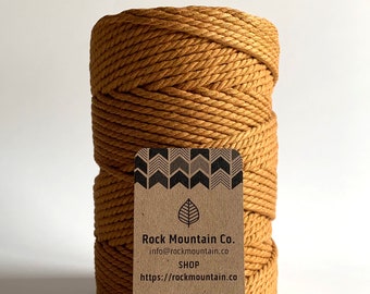 4mm 3 Strand Cotton Macrame Rope - Pumpkin / Burnt Orange