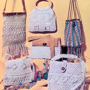Vintage Belt & Bag Designs, Macrame Patterns, How To Tutorials, Beginner / Advanced Macrame Knots, Retro 1970&#39;s Fiber Art, Creative Knotting