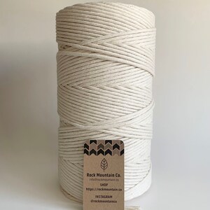 6mm Single Strand Cotton Macrame Cord / Bulk Fiber Art String Natural Beige 1100 Feet