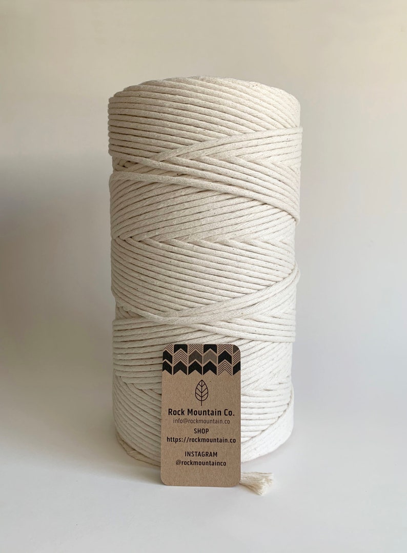 6mm Single Strand Cotton Macrame Cord / Bulk Fiber Art String Natural Beige image 8