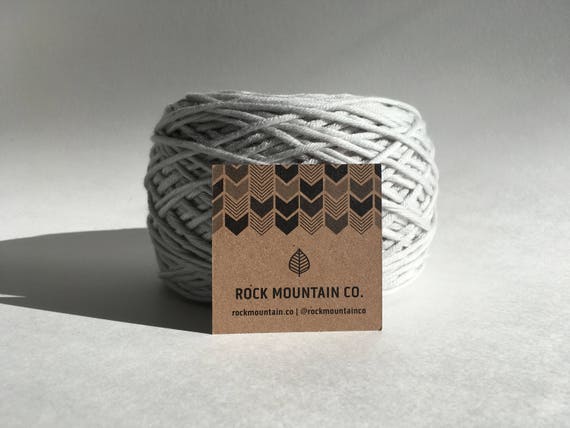 3mm Silver Light Gray Macrame Cord / Soft Knotting String / 100% Cotton Rope / Bulky Knit / Crochet / Weaving, AZO Free Dyes / OEKO-TEX