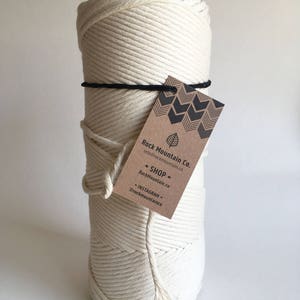 6mm Single Strand Cotton Macrame Cord / Bulk Fiber Art String Natural Beige image 5