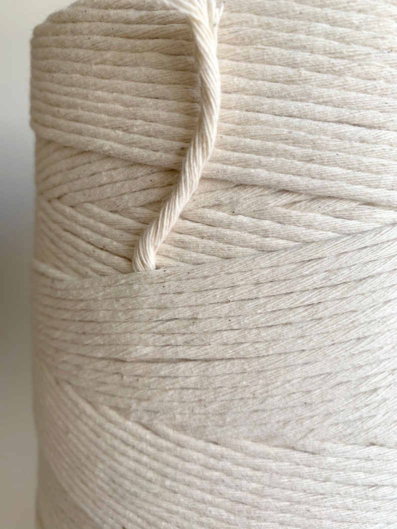 3mm Single Strand Cotton Macrame Cord / Bulk Fiber Art String Natural Beige image 7