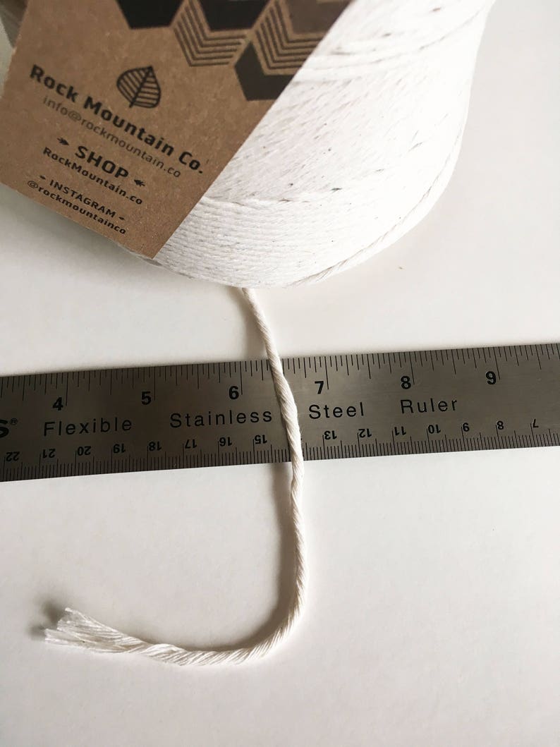 3mm Single Strand Cotton Macrame Cord / Bulk Fiber Art String Natural Beige image 3