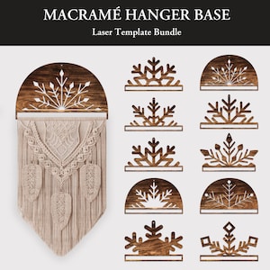 Schneeflocke Makramee Bundle Wandbehang Basis Set Weihnachten Ornament Laser Cut Vorlage SVG Urlaub Ohrringe DXF Winter Dekor PNG Dateien