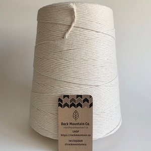 3mm Single Strand Cotton Macrame Cord / Bulk Fiber Art String Natural Beige 3200 Feet