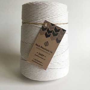3mm Single Strand Cotton Macrame Cord / Bulk Fiber Art String Natural Beige image 2
