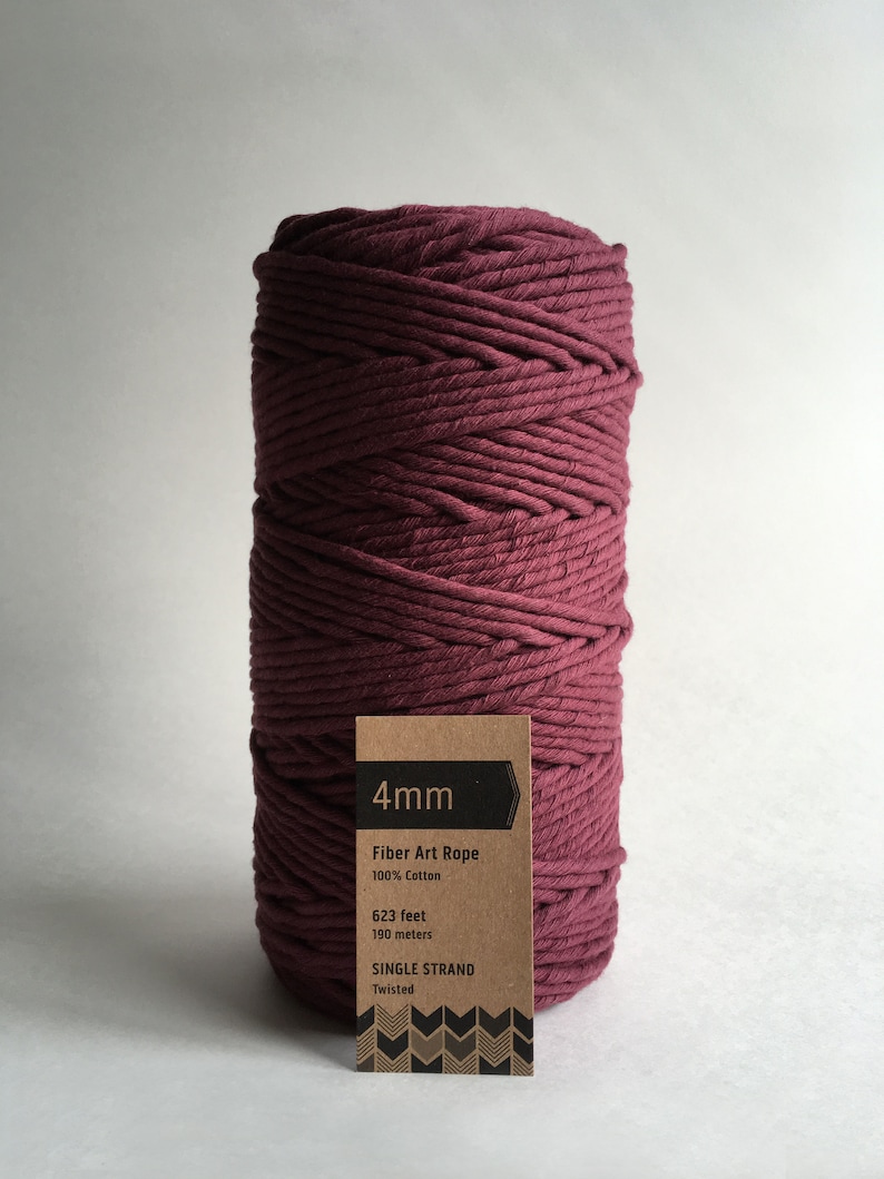 4mm Single Strand Cotton Macrame String Burgundy / Cherry Cola image 1