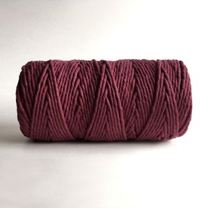 4mm Single Strand Cotton Macrame String Burgundy / Cherry Cola image 3