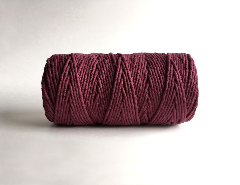 4mm Single Strand Cotton Macrame String Burgundy / Cherry Cola image 3