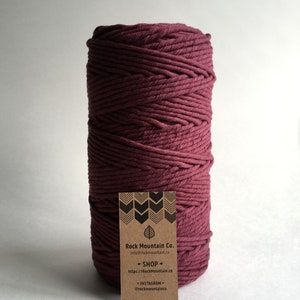 4mm Single Strand Cotton Macrame String Burgundy / Cherry Cola image 6