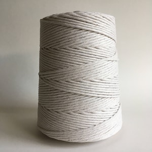 4mm Single Strand Cotton Macrame Cord / Bulk Fiber Art String Natural Beige image 3