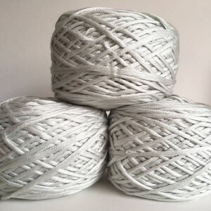 3mm Silver Light Gray Macrame Cord / Soft Knotting String / 100% Cotton Rope / Bulky Knit / Crochet / Weaving, AZO Free Dyes / OEKO-TEX zdjęcie 4