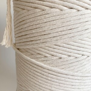 6mm Single Strand Cotton Macrame Cord / Bulk Fiber Art String Natural Beige image 7