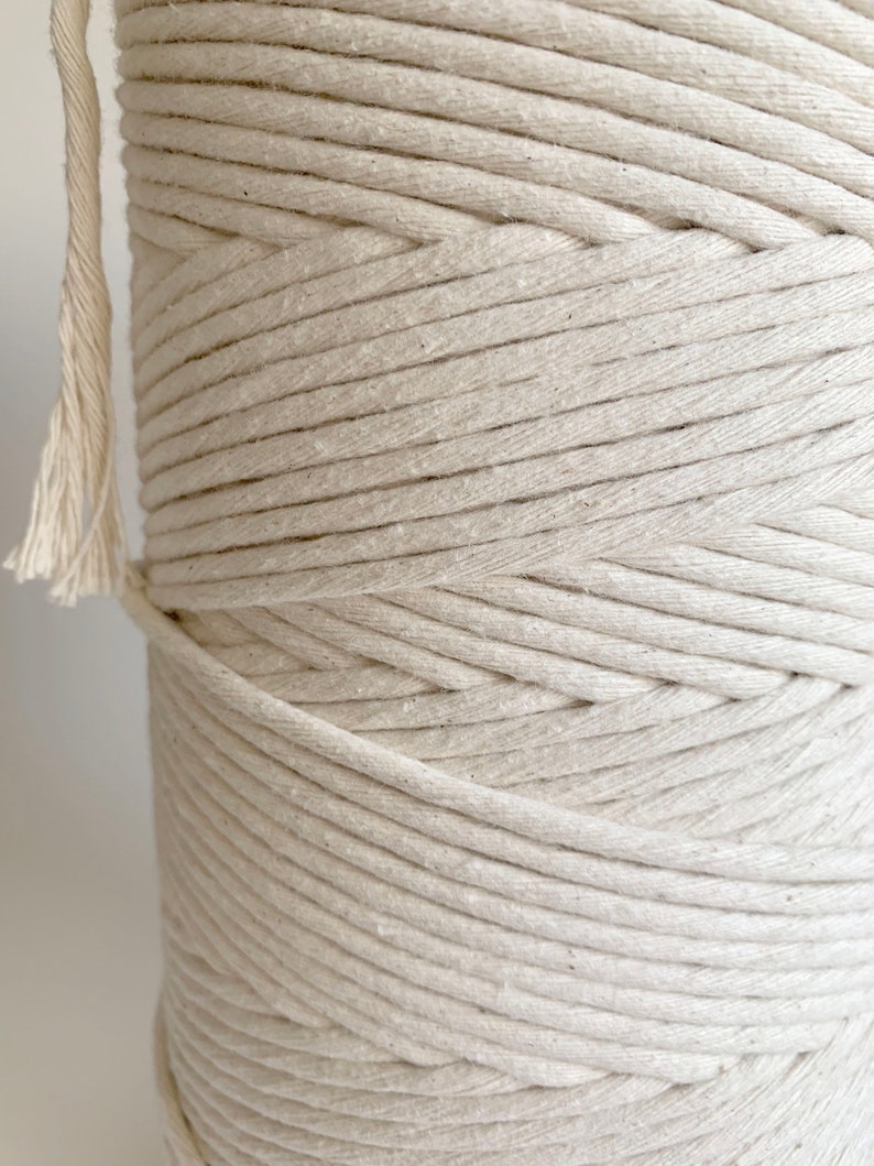 6mm Single Strand Cotton Macrame Cord / Bulk Fiber Art String Natural Beige image 7