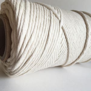 6mm Single Strand Cotton Macrame Cord / Bulk Fiber Art String Natural Beige image 4