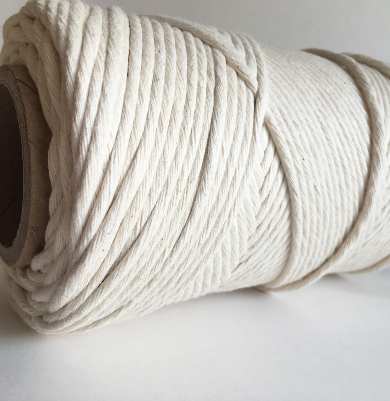 6mm Single Strand Cotton Macrame Cord / Bulk Fiber Art String Natural Beige image 4