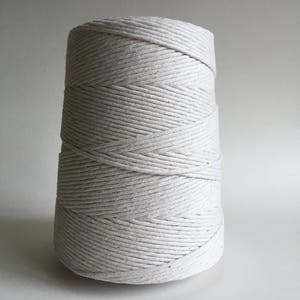 3mm Single Strand Cotton Macrame Cord / Bulk Fiber Art String Natural Beige image 4