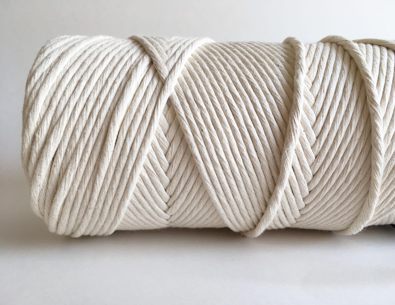 6mm Single Strand Cotton Macrame Cord / Bulk Fiber Art String Natural Beige image 3