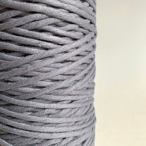 5mm Single Strand Recycled Cotton Macrame Rope - Dark Gray Craft Cord ...