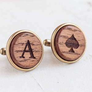 Ace Of Spades Cuff Links, Poker Suit Cufflinks, Gambling Gift, Wooden Cufflinks, Poker Cuff Links, Designer Cuff Links for Men