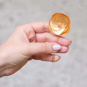 Blooming Gold Lapel Pin, Gift For Him, Flower Boutonniere, Gold Men Brooch, Alternative Boutonniere, Back to School Pin, Wedding Accessories