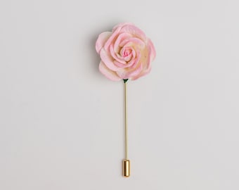 Gentle & Classy Light Pink Ombre Rose Lapel Pin for Home Parties/Summer Cocktails/Wedding Ceremonies/ Business Meetings/Family Celebrations