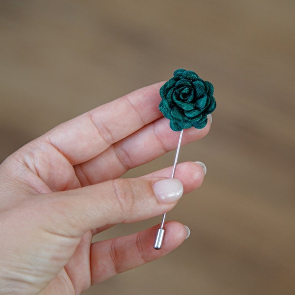 Emerald Green Carnation Lapel Pin, Suit Boutonniere, Best Man Stick Pin, 1940s Style Small Floral Brooch Lapel Pin,Business Party Buttonhole