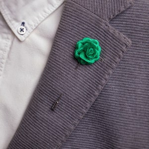 Green Lapel Pin, Joker Costume, Wedding Boutonniere, Lapel Pin Men, Flower Boutonniere, Men Flower Brooch, Groomsman Gift, Green Rose Flower