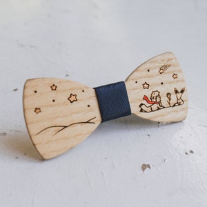 Personalized Gift for Kids, Boy/Girl Wood Bowtie, Little Prince Bow Tie, Small Gift for Children, Engraved & Painted Bow Tie