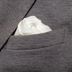 Silk Pocket Square, Off-White Handkerchief, Ivory Pocket Square, Soft Gift, Elegant Hanky, Casual Pocket Square, Wedding Hanky