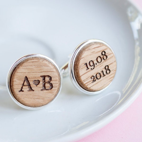 Personalized Cufflinks, Wedding Party Gift, Wooden Cuff Links, Groom Accessories, Monogram Cuff Links, Wedding Cuff Links,Initials Cufflinks