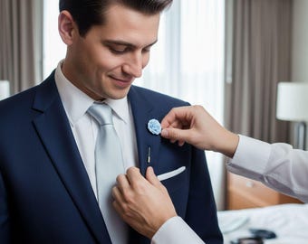 Hellblaue Blume Anstecknadel, Rose Boutonniere
