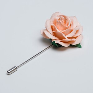 Baby Blue Big Rose Boutonniere for Formal Event, Wedding Lapel Pins in Many Colors Available, Gentle Paper-Made Floral Stick Pin for Men image 9