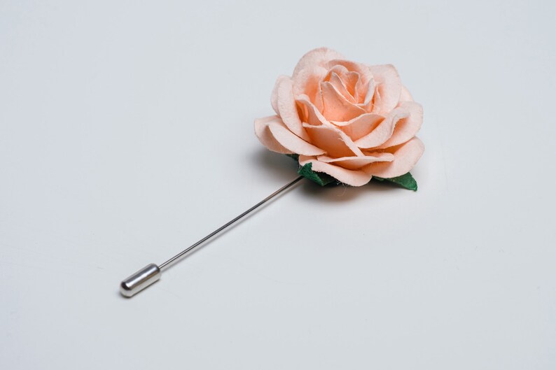 Baby Blue Big Rose Boutonniere for Formal Event, Wedding Lapel Pins in Many Colors Available, Gentle Paper-Made Floral Stick Pin for Men image 9