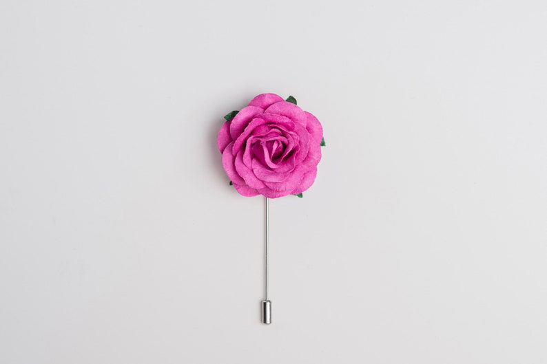 Gentle Ivory Rose Stick Pin with Small Green Leaves, Prom Boutonniere, Summer Blooming Stick Pin, Unique Men Accessories, Flower for Lapel image 9
